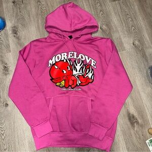 BRAND NEW LONELY HEARTS CLUB “More Love” Massive Action Pink Hoodie Mens Size M